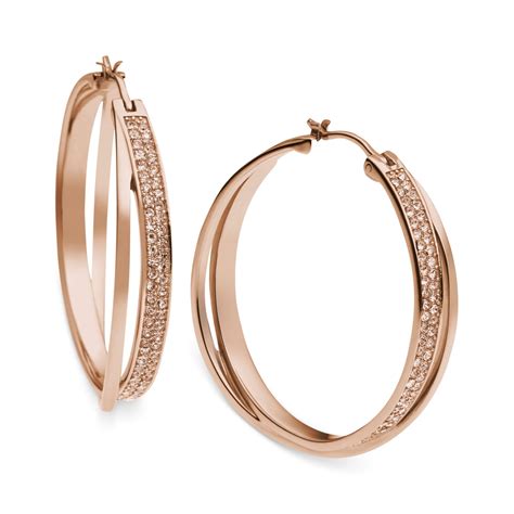 rose gold michael kors hoop earrings|michael kors earrings clearance.